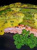 Mike's EZ Roasted Asparagus And Hollandaise Over Salmon Filets