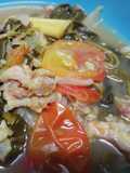 แกงผักปลัง ใส่จิ้มส้ม(แหนม) : สูตรแม่วันดี