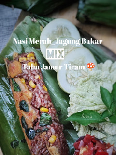 Foto resep Nasi Merah_Jagung Bakar mix Tahu Jamur_Tiram 🍄