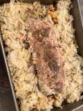 Garlic Herb Pork Tenderloin Bake with Sauerkraut & Potatoes