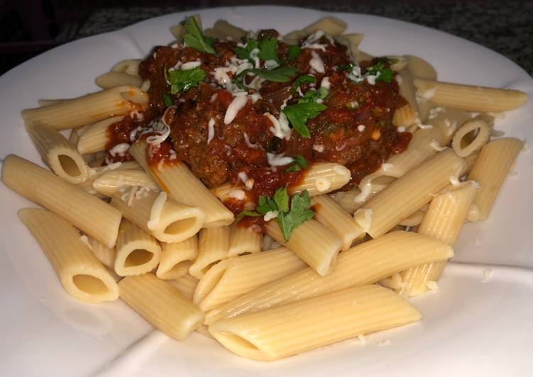 Simple Way to Make Perfect Penne pasta with meat ball sauce