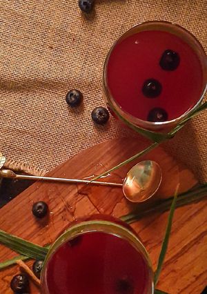 A picture of Blueberry lemongrass hot toddy.