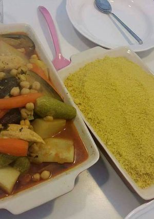 صورة لوصفة كسكسة بالدجاج والخضار