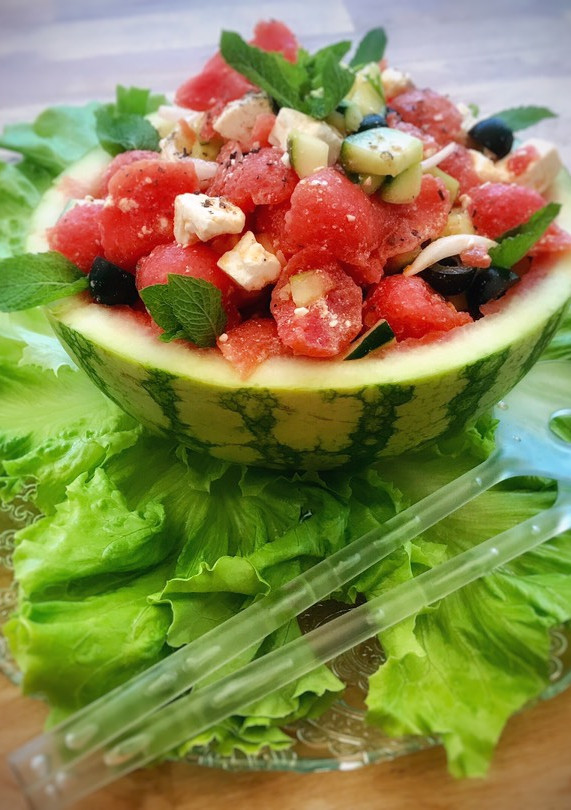 Una foto de Ensalada de sandía y feta