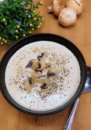 صورة لوصفة شوربة الفطر بالشوفان بدون لحوم