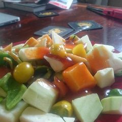 A picture of Zucchini Salad with Peppers and Yellow Pear Tomatoes.