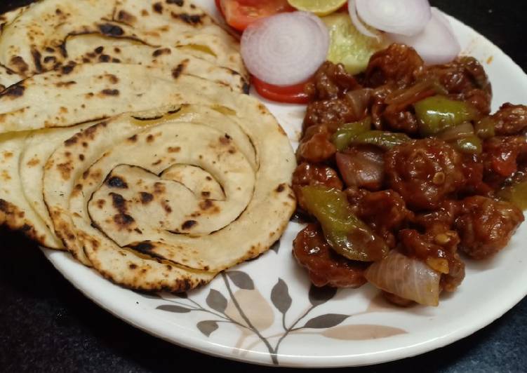 Chilli Mushroom with Laccha Paratha