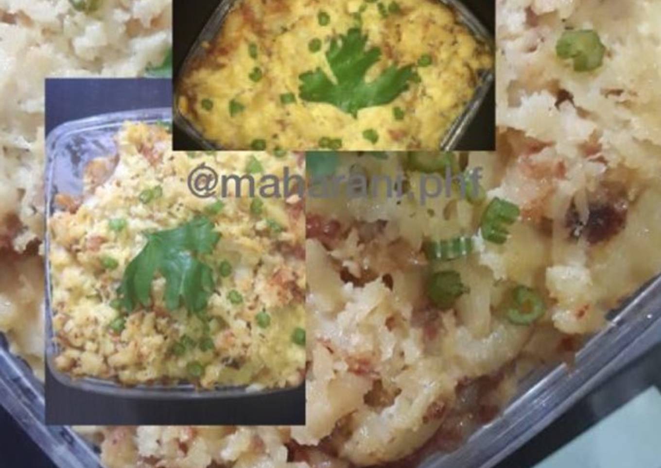 Baked macaroni cheese potatoes