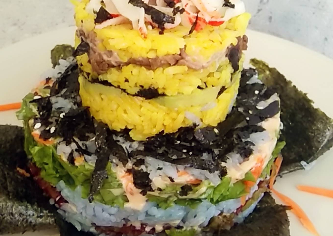 Sushi Cake - Nasi Kuning & Bunga Telang