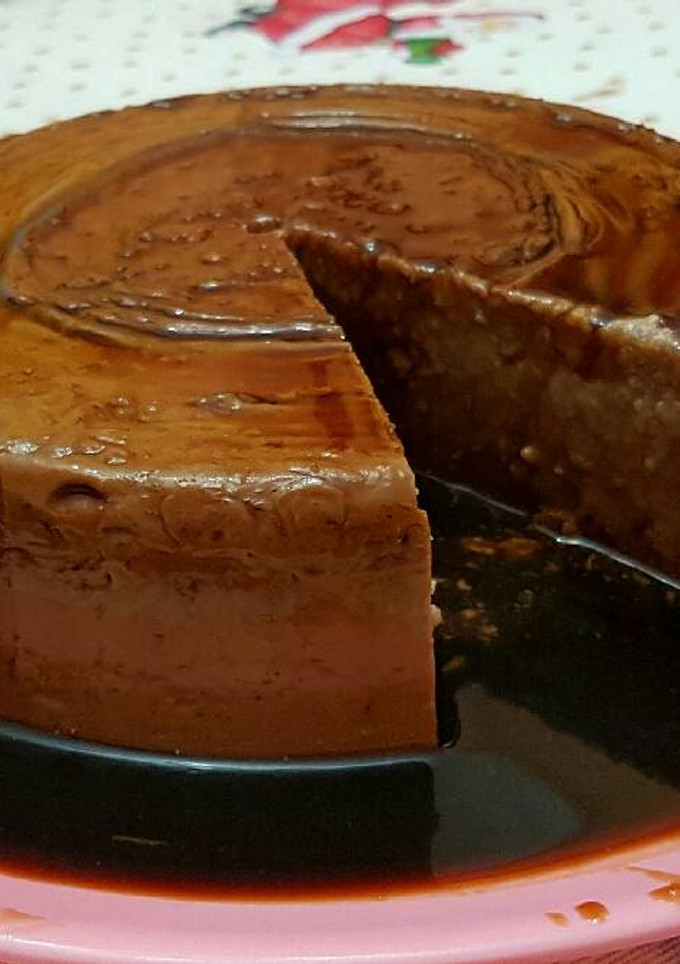 Una foto de Flan de Turrón de Chocolate Crujiente -Thermomix
