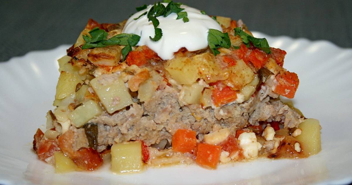 Запеканка с брынзой и грибами