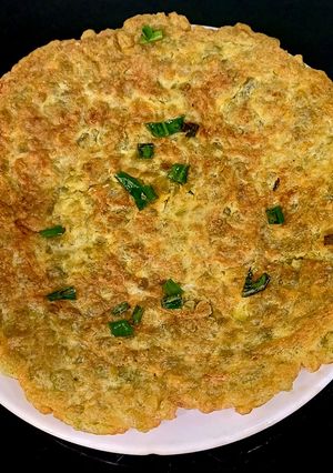 Hình của món Trứng chiên cốm.