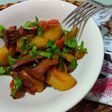 Robellones al horno con patatas y Agua de mar