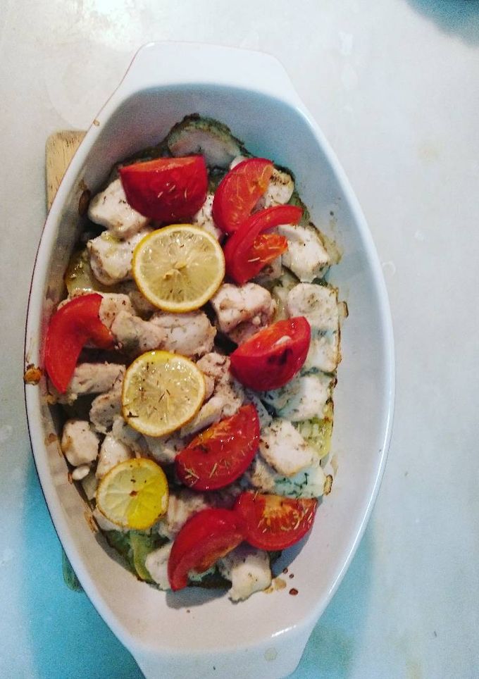 Una foto de Merluza al horno con limón