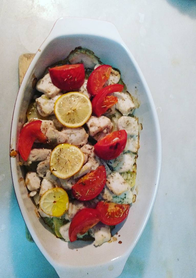 Una foto de Merluza al horno con limón
