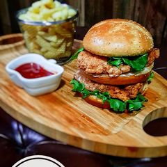 A picture of Leftover Fried Chicken Double Decker Burger.