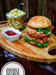 A picture of Leftover Fried Chicken Double Decker Burger.