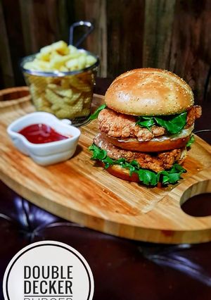A picture of Leftover Fried Chicken Double Decker Burger.