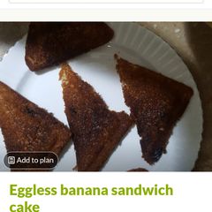 A picture of Eggless banana sandwich cake.