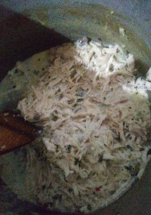 Una foto de Pollo a la crema de verdeo