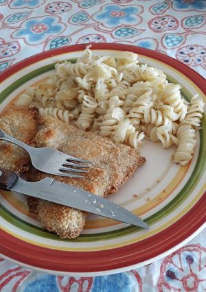Una foto de Fideos con coliflor y cebolla
