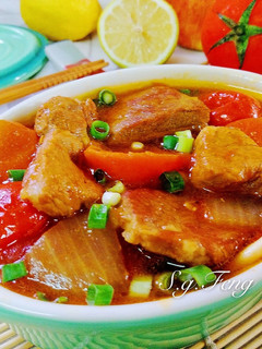 蕃茄燉豬梅花肉 的食譜成品照片
