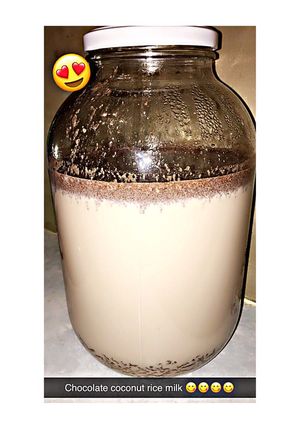 A picture of Leche de arroz con coco y chocolate🥛.