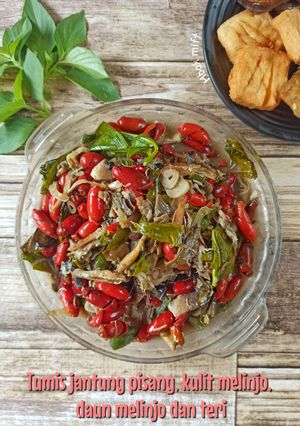 Foto resep Tumis jantung pisang kulit melinjo