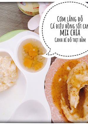 Hình của món Cá điêu hồng sốt cam mix chia.