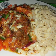 A picture of My spaghetti and macaroni combo😋😋#1post1hope#.