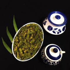 A picture of Bhindi in Mustard Paste.