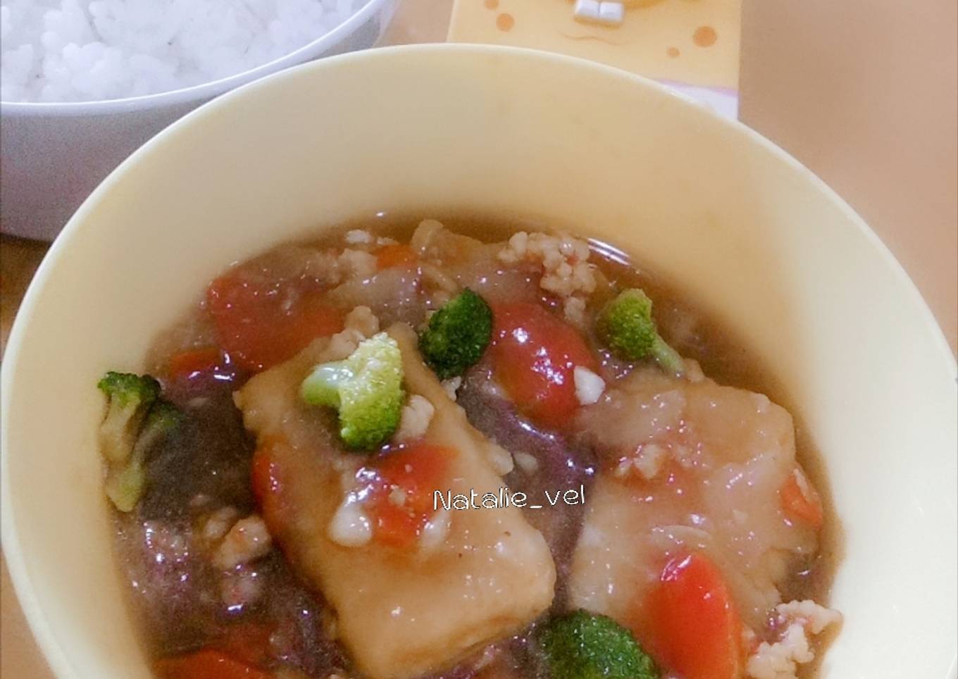 Mpasi 1 tahun + (cukup udang dengan tahu)