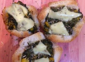 A picture of Spinach and corn Bread Quiche.