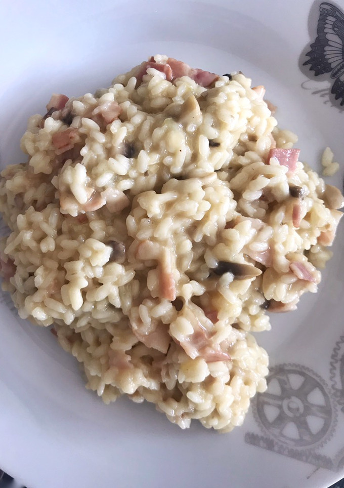 Una foto de Risotto de champiñón y bacon