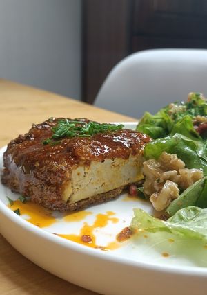 Une photo de 🌱 Tofu croustillant sauce au paprika fumé et sirop d'érable