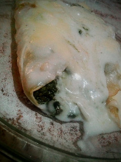 Una foto de Canelones de acelga y carne con salsa blanca y queso