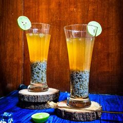 A picture of Sharbat-e-Ishq (layered drink).