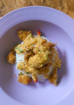 Foto resep Ayam goreng saus telur asin