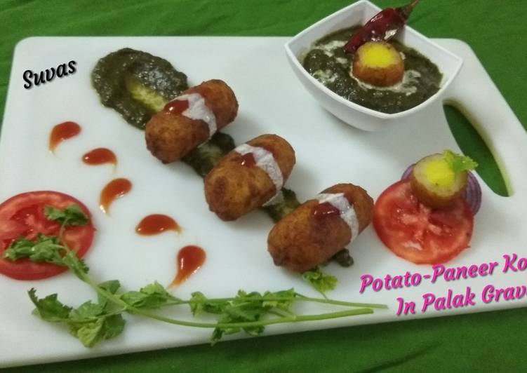 Simple Way to Make Favorite Potato Paneer Kofta In Spinach Palak Gravy