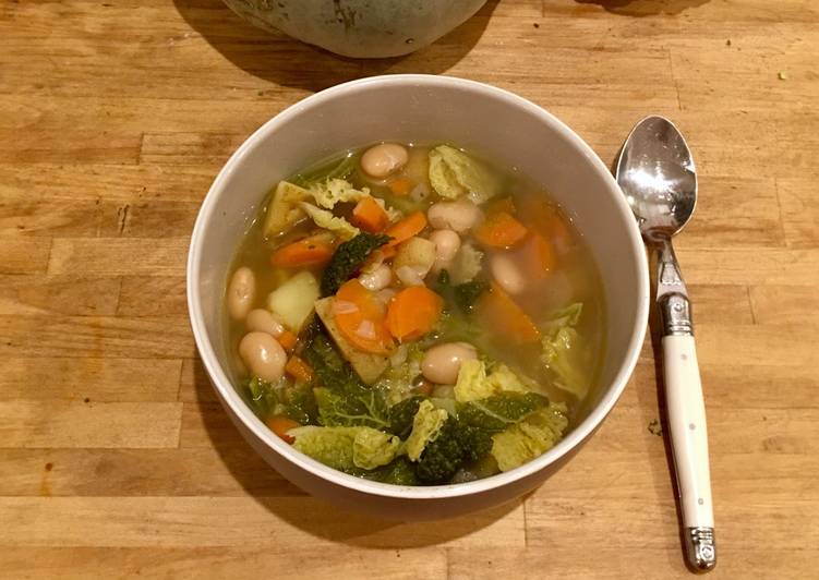 Rough Chop Cabbage and White Bean Soup