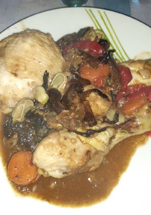 A picture of Wild mushrooms chicken casserole.