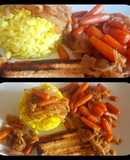 Tofu con zanahoria baby y cebolla caramelizada