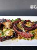 Pulpo laqueado a la naranja