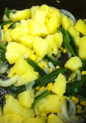 Una foto de Papas con poblano