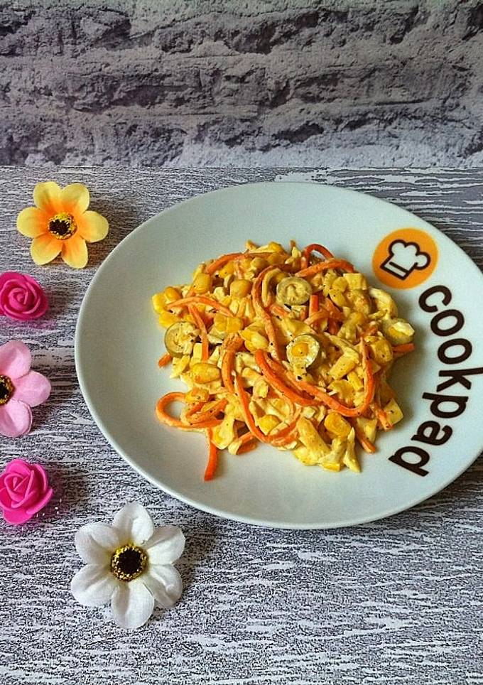 Салат з корейською морквою та копченим сиром "косичка"
