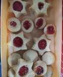 Jam filled cookies and couverture chocolate filled cookies