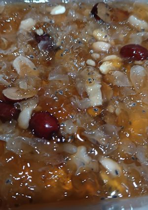 Foto resep Peach gum dessert collagen minuman sehat lo han guo