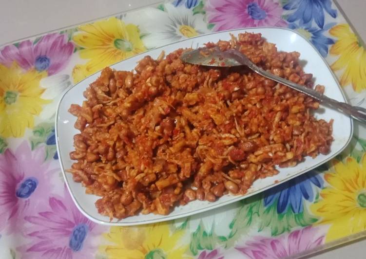 Resep Sambalado teri, kacang dan tempe yang Enak