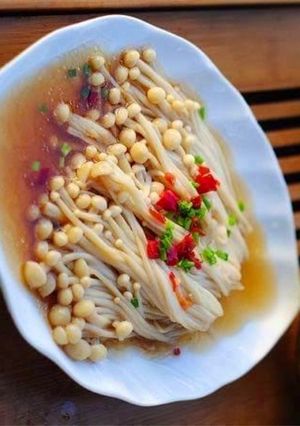 Hình của món Nấm hấp xì dầu.