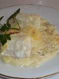 Frozen Cod Fillets with Mashed Potatoes and Mayonnaise, Baked